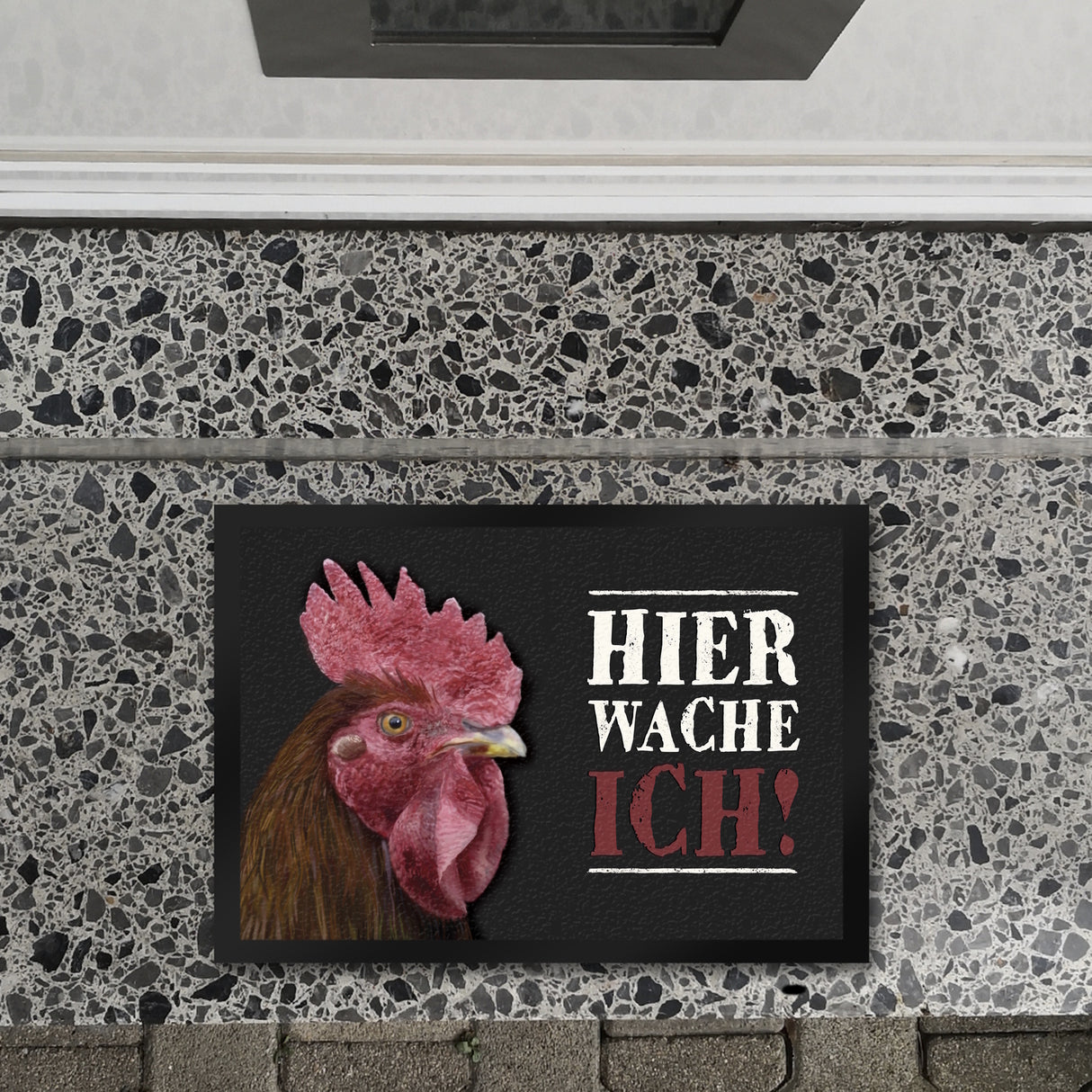 Hier wache ich! Hahn Fußmatte