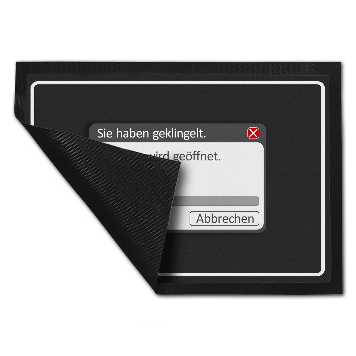 Sie haben geklingelt - Die Türe wird geöffnet Fußmatte mit Computer Motiv