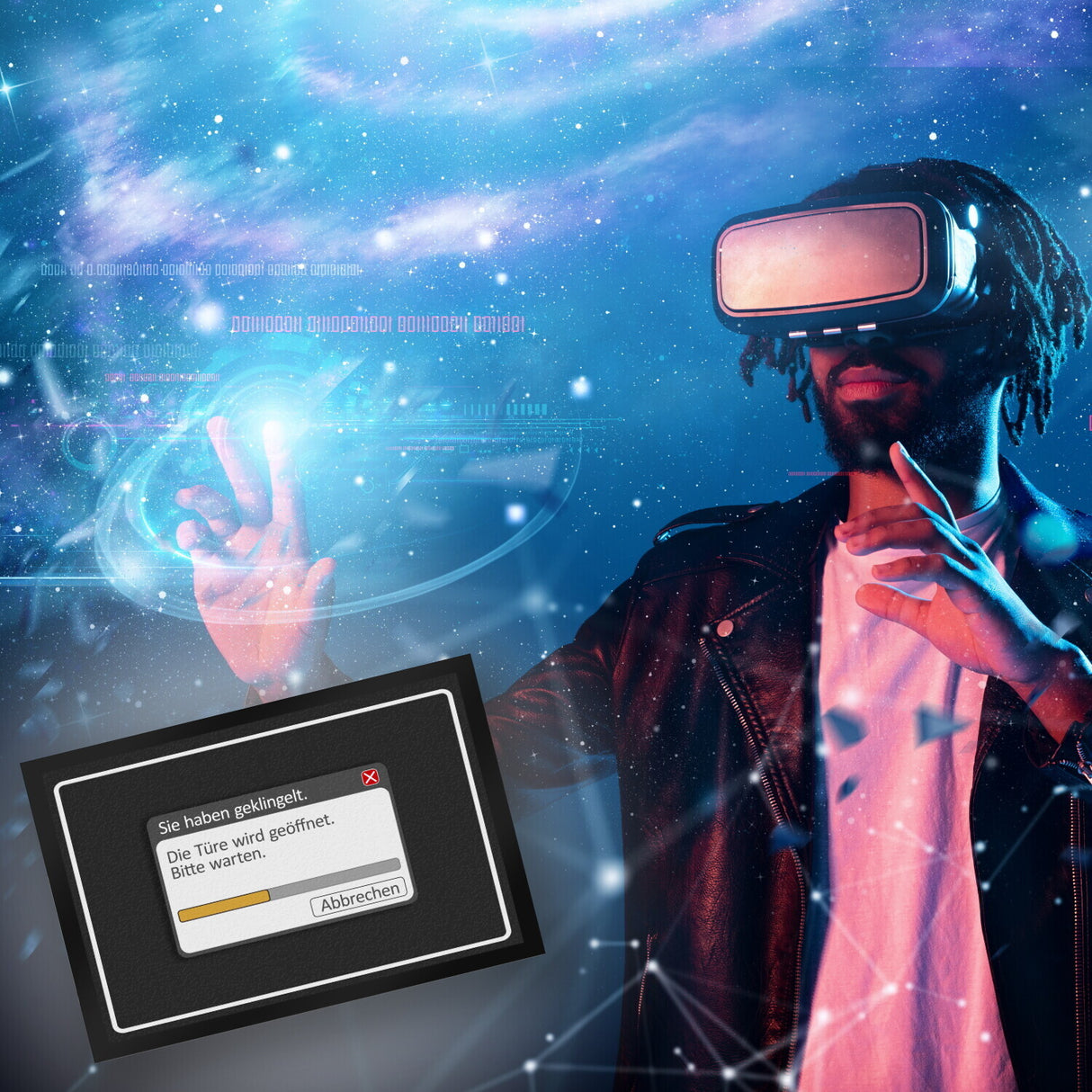 Sie haben geklingelt - Die Türe wird geöffnet Fußmatte mit Computer Motiv