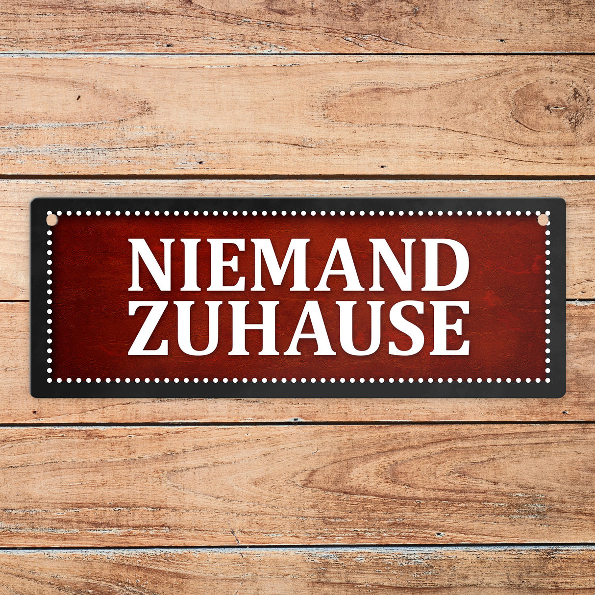 Niemand Zuhause oder Willkommen Wendeschild mit Kordel in Rot und Grau