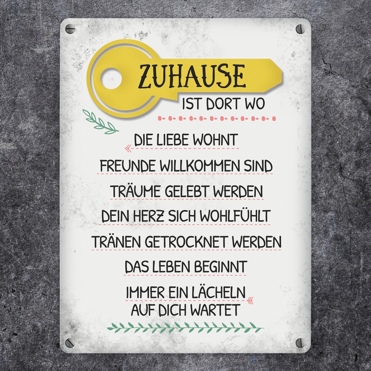 Zuhause ist dort... Metallschild