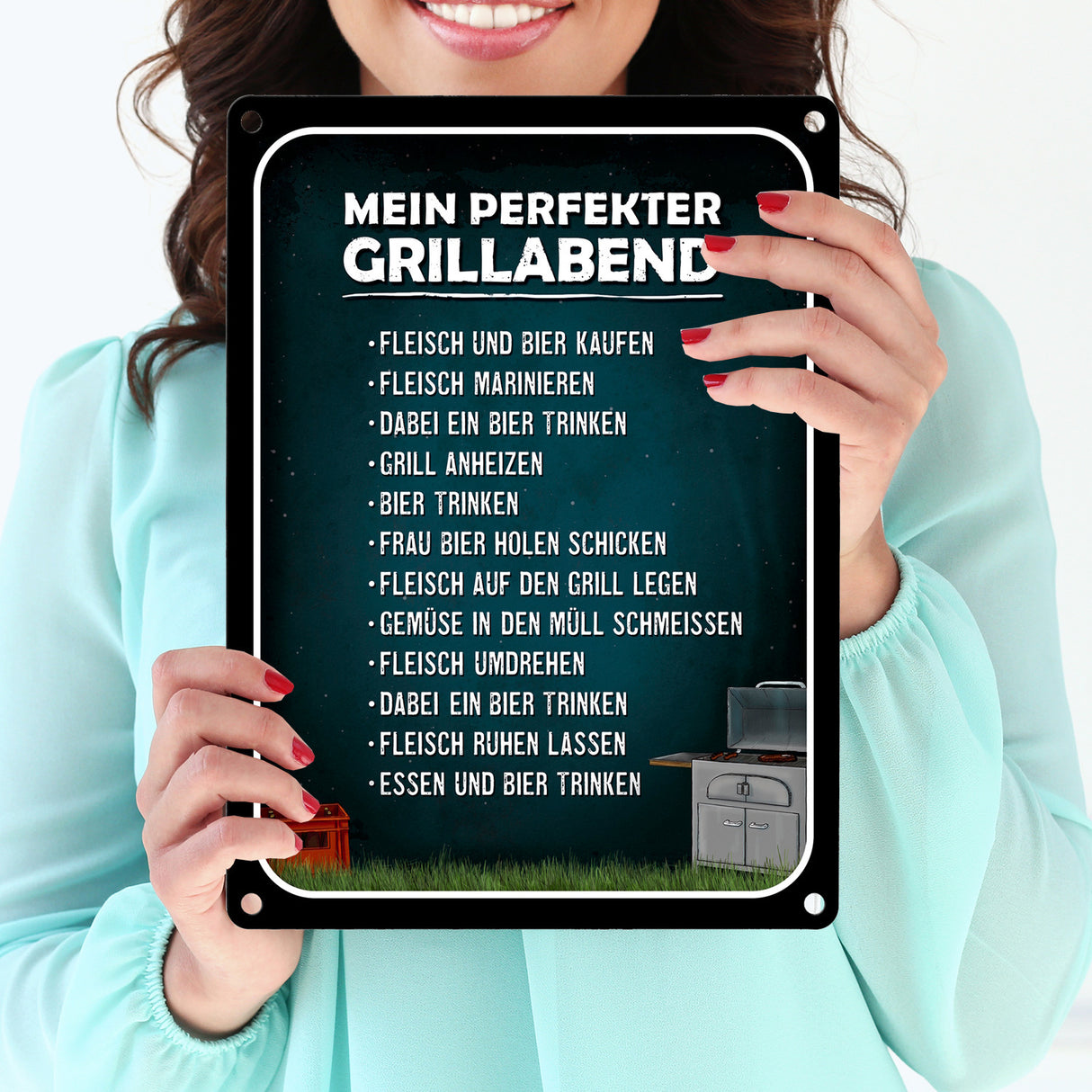 Mein perfekter Grillabend Metallschild mit Grill Motiv