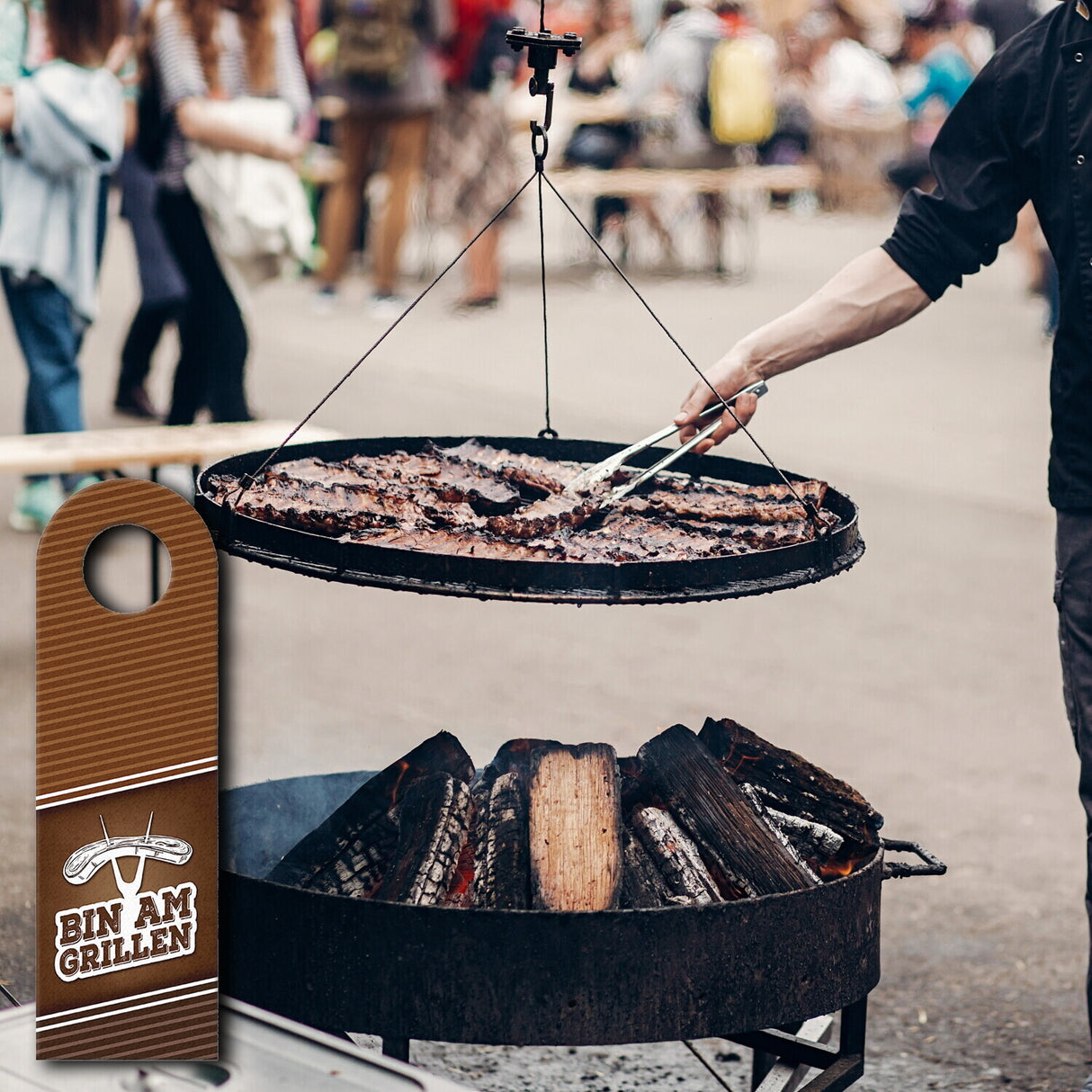 Bin am Grillen oder Komm rein Türhänger