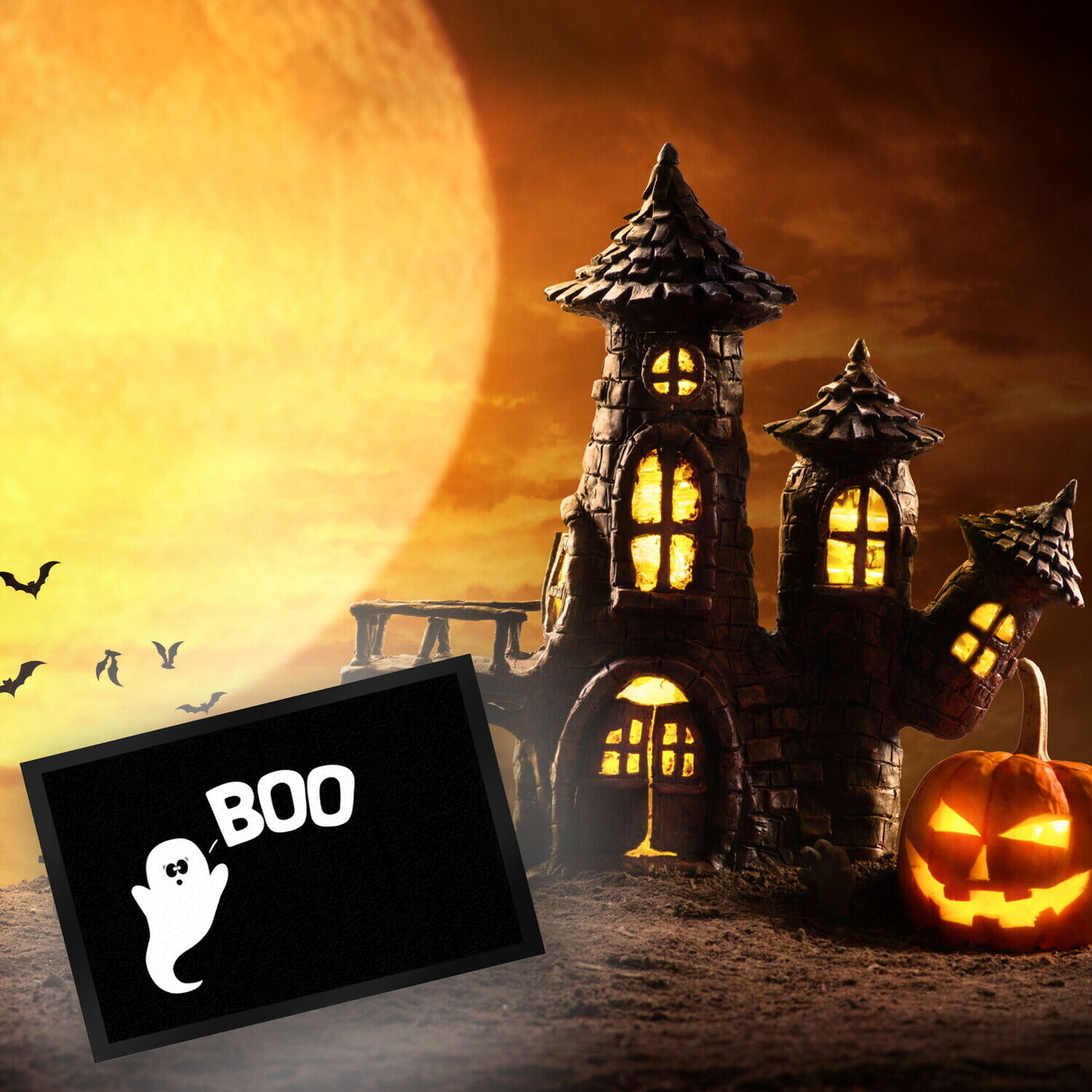 Gespenst Fußmatte mit Spruch: Boo