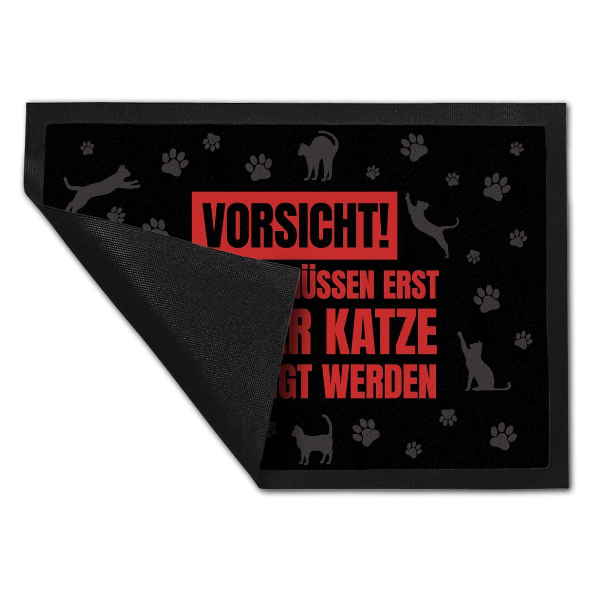Besucher müssen erst von der Katze genehmigt werden Fußmatte - Kater Türe Katzen Haustüre Türsteher