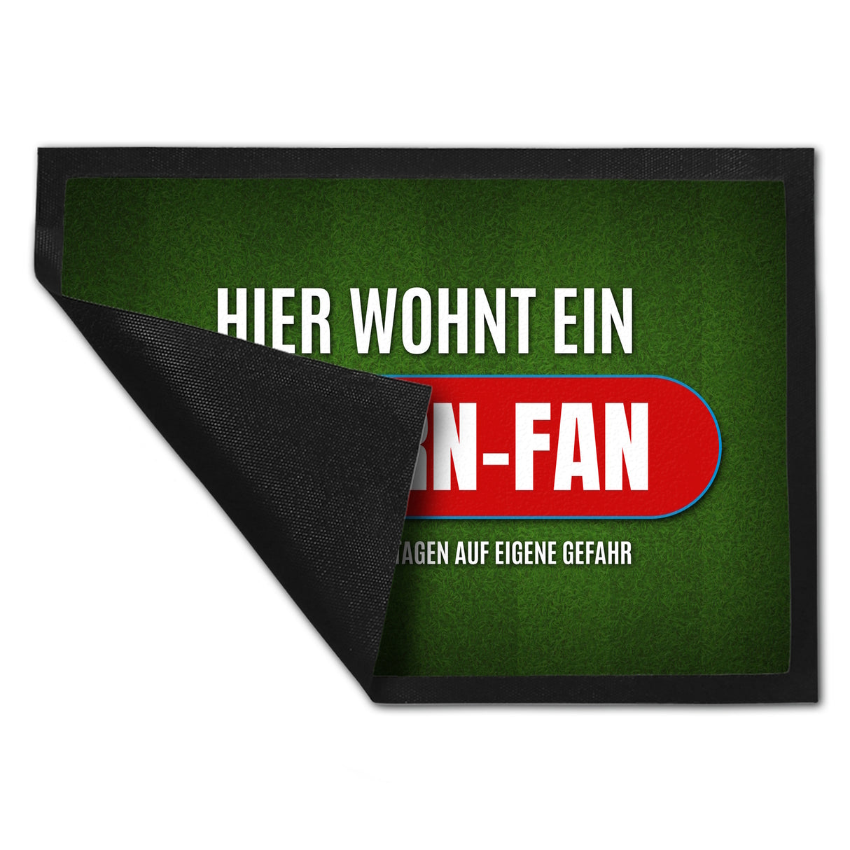 Hier wohnt ein Bayern-Fan Fußmatte mit Rasen Motiv