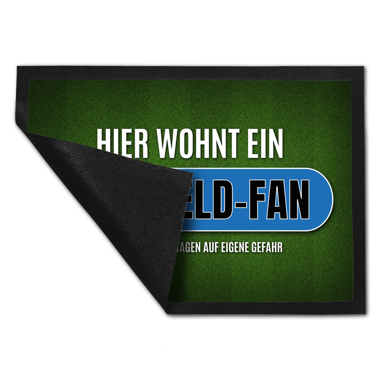 Hier wohnt ein Bielefeld-Fan Fußmatte mit Rasen Motiv