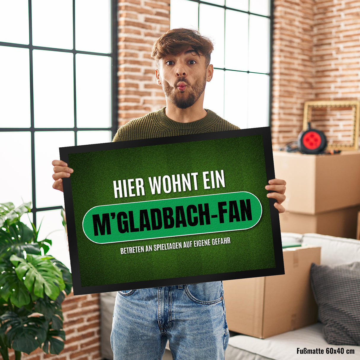 Hier wohnt ein M'Gladbach-Fan Fußmatte