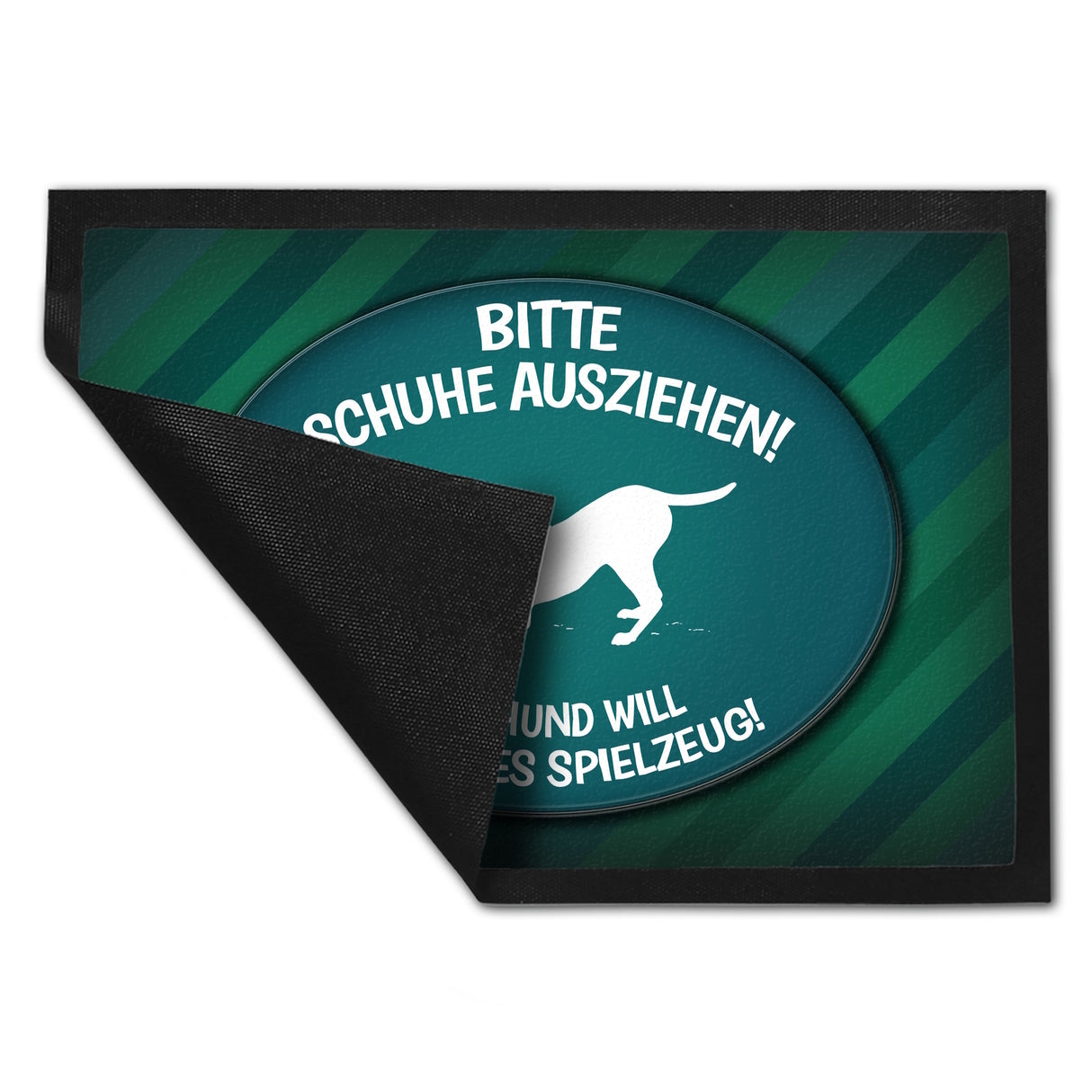 Schuhe ausziehen, der Hund will neues Spielzeug Fußmatte - spielen Wohnung Schuh Hunde Haushalt Füße