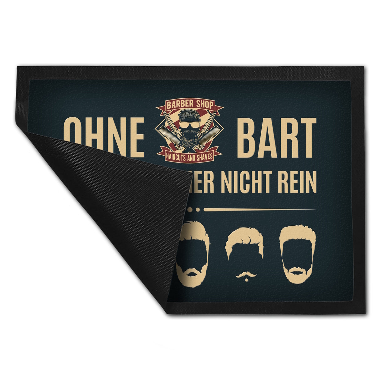 Ohne Bart kommt du hier nicht rein Fußmatte mit Barber-Shop Motiv