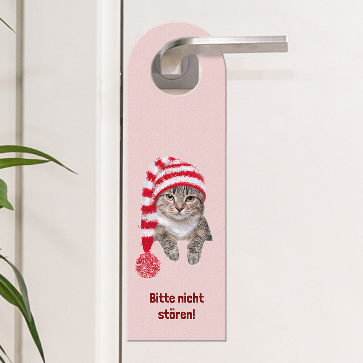 Bitte nicht stören und Herzlich Willkommen Türhänger mit niedlichem Kätzchen und Bobbelmütze