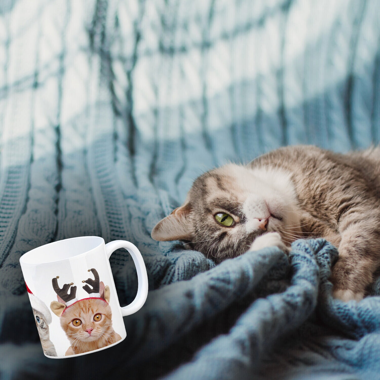 Katzen Tasse Kaffeebecher mit Weihnachtsmotiv