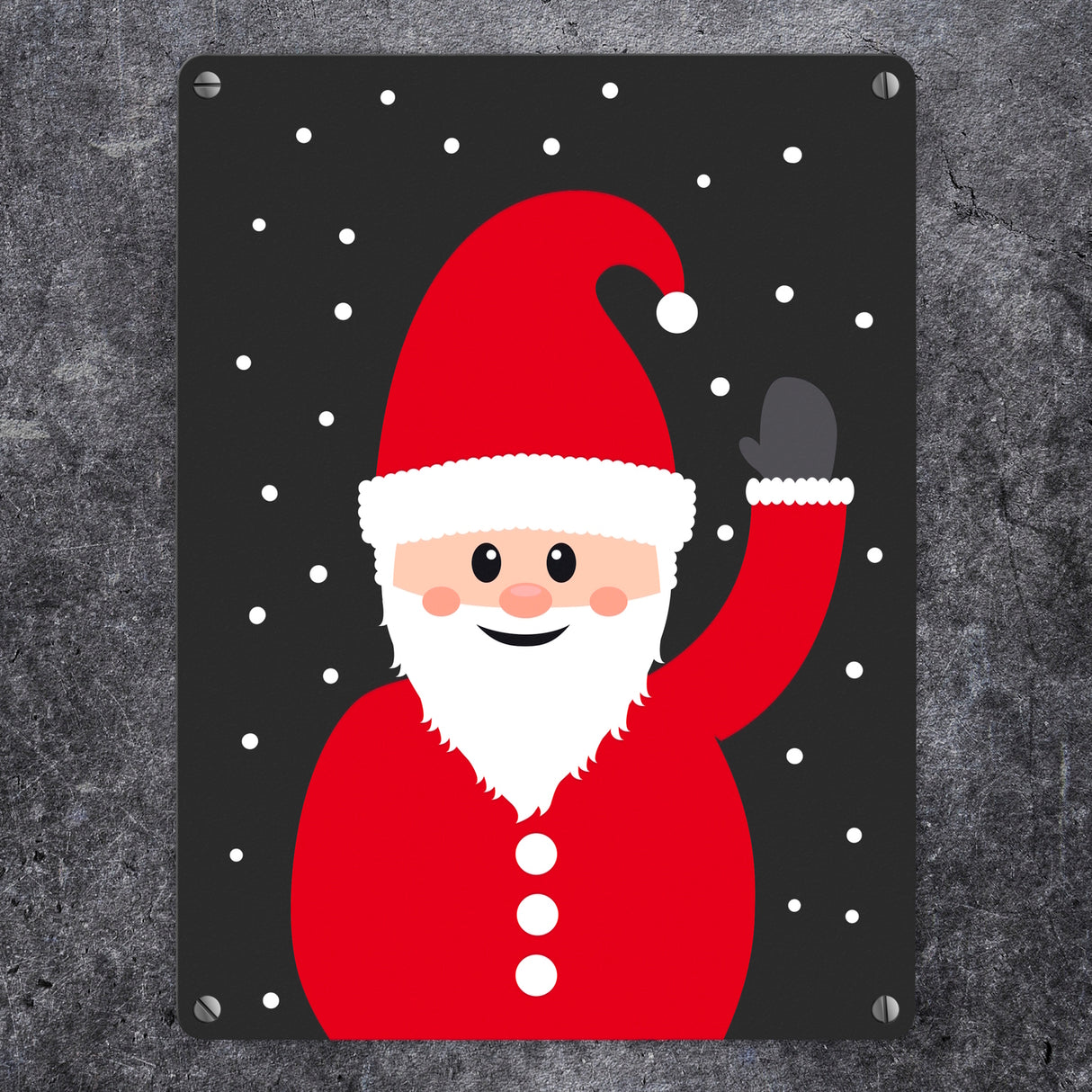 Weihnachtsmann im Schnee Metallschild