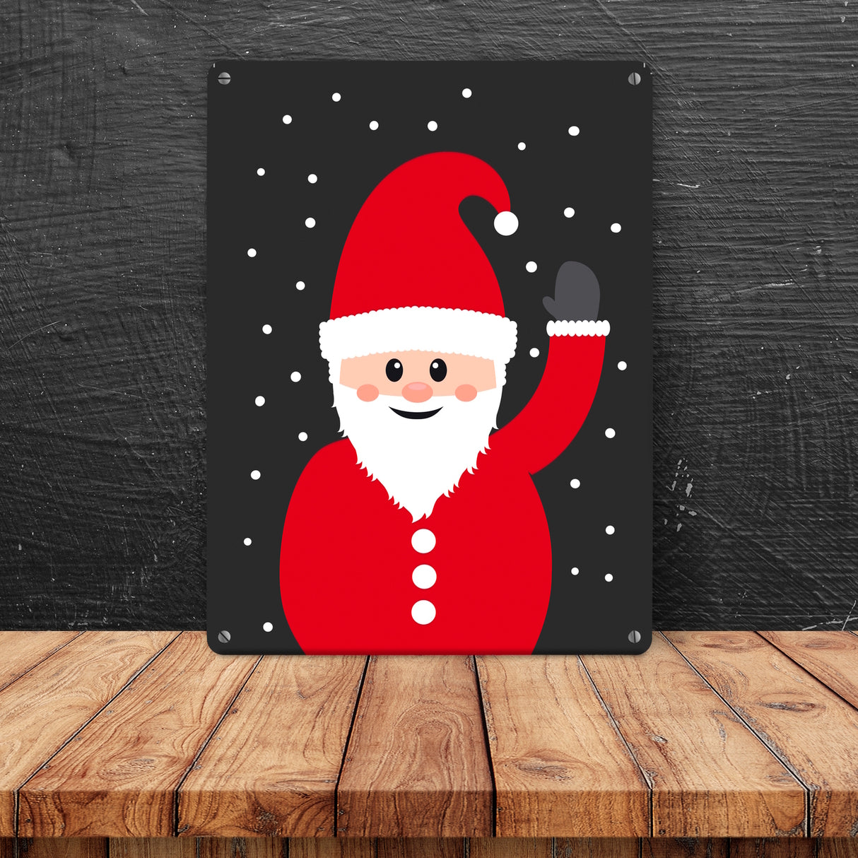 Weihnachtsmann im Schnee Metallschild
