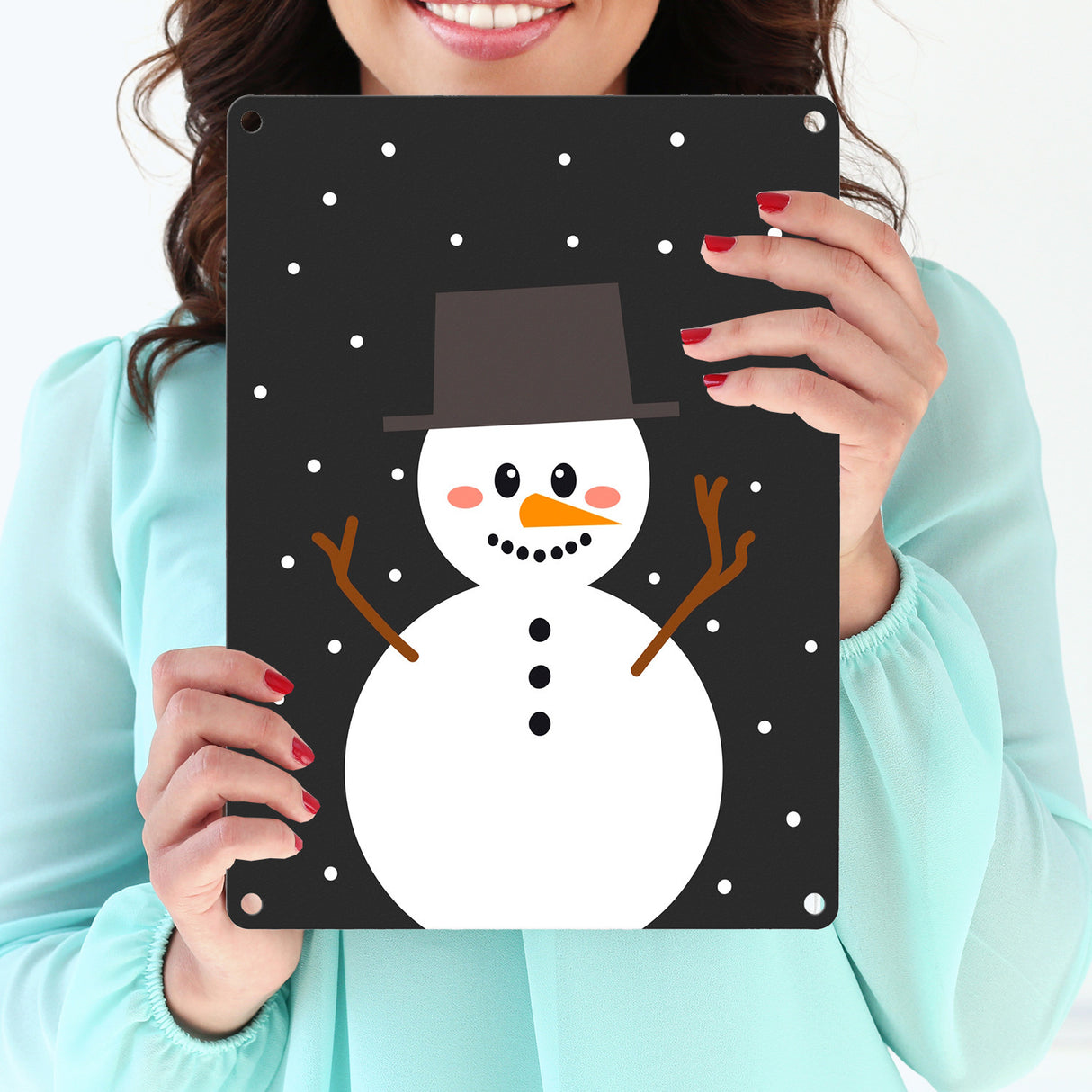 Schneemann im Schnee Metallschild