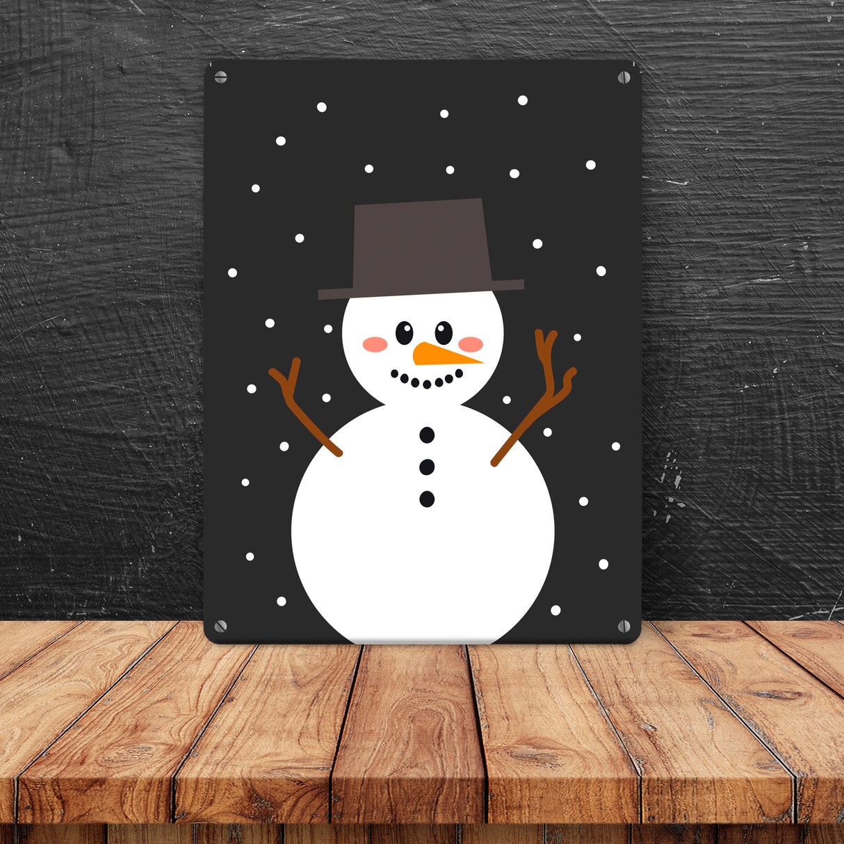 Schneemann im Schnee Metallschild
