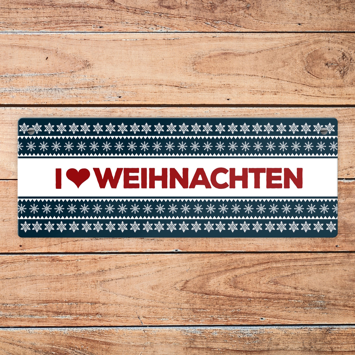 I love Weihnachten Metallschild mit Weihnachtsmuster Motiv - Sterne Advent Stern Herz