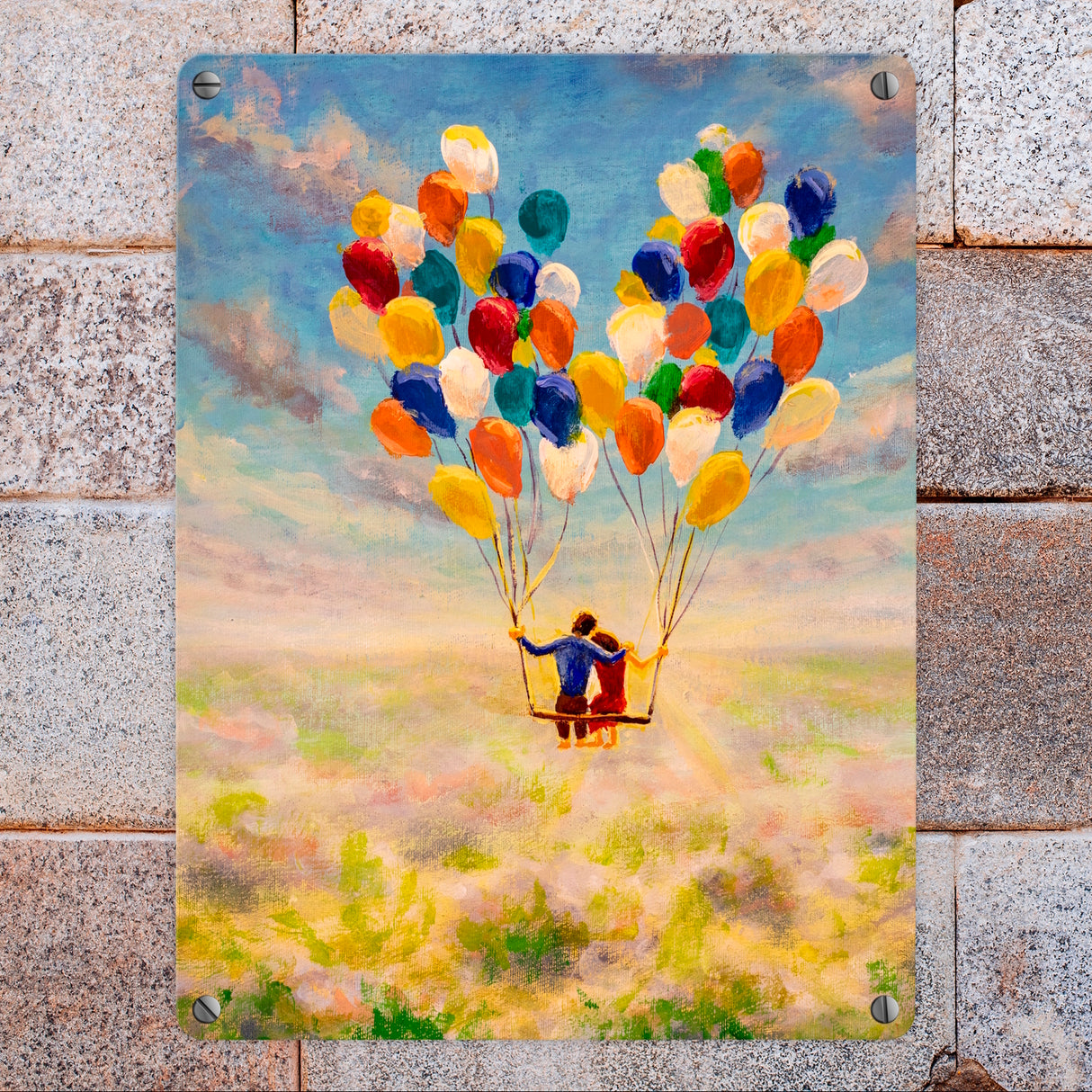 Luftballon Love and Life Metallschild