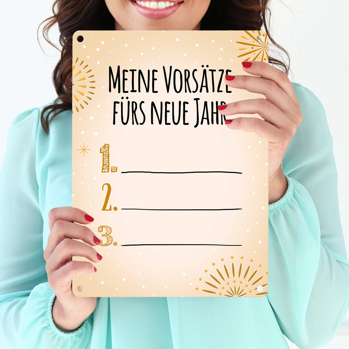 Vorsätze fürs neue Jahr Metallschild zum selber beschriften - Silvester Vorsatz jahr Year happy neu Rutsch