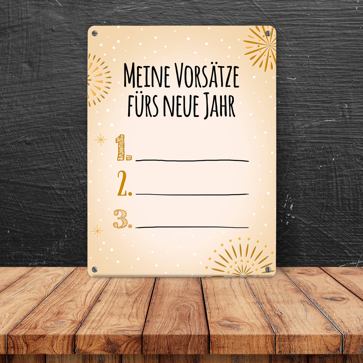 Vorsätze fürs neue Jahr Metallschild zum selber beschriften - Silvester Vorsatz jahr Year happy neu Rutsch