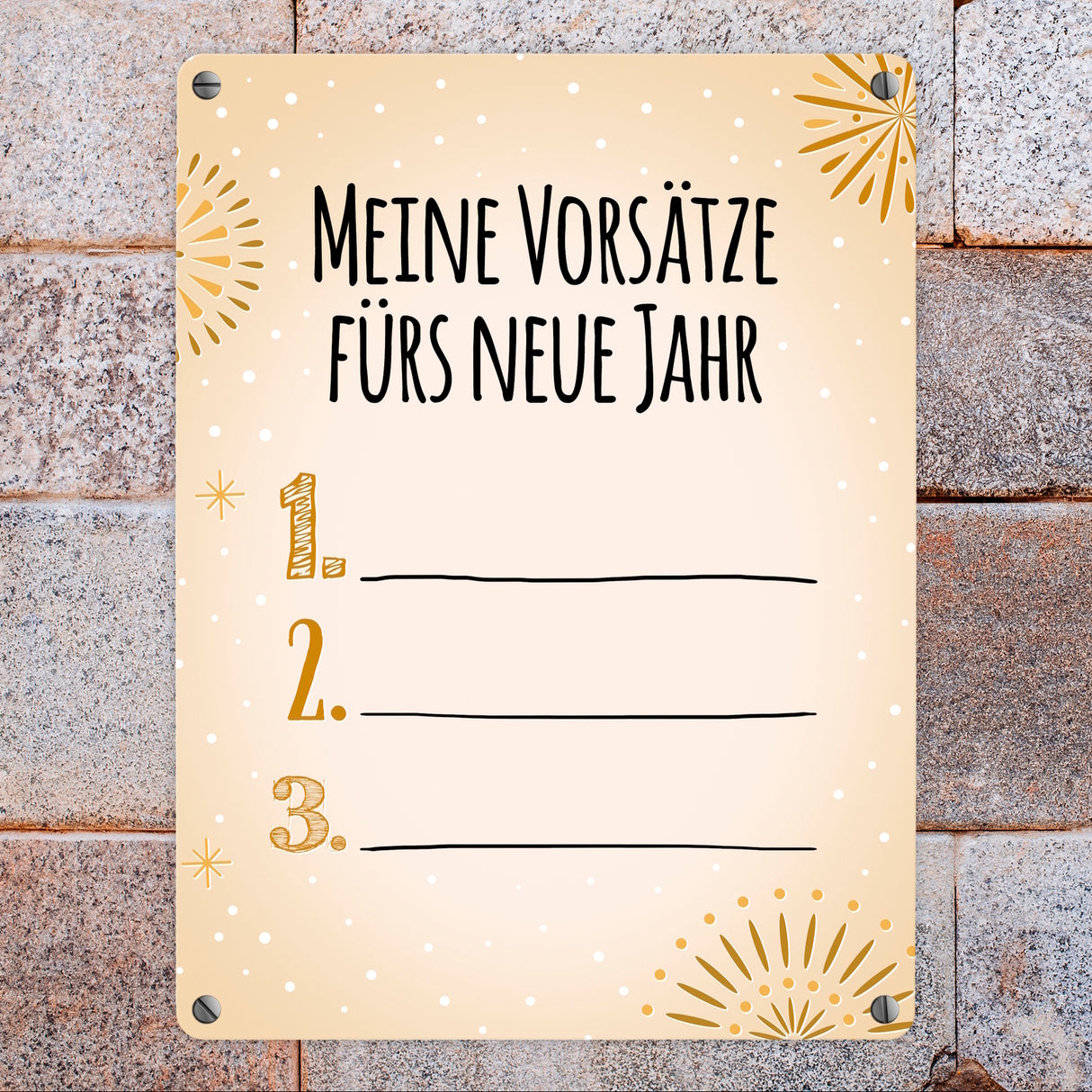 Vorsätze fürs neue Jahr Metallschild zum selber beschriften - Silvester Vorsatz jahr Year happy neu Rutsch