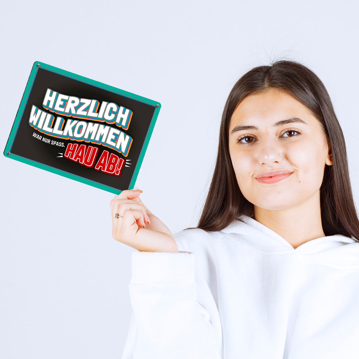 Willkommen, war nur Spaß hau ab Metallschild - Wohnung Haustür Gast Besuch haus Haustüre Wohnungtsüre Hass