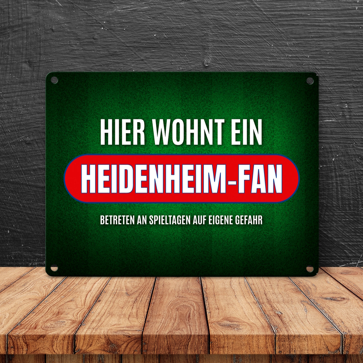 Hier wohnt ein Heidenheim-Fan Metallschild mit Rasen Motiv