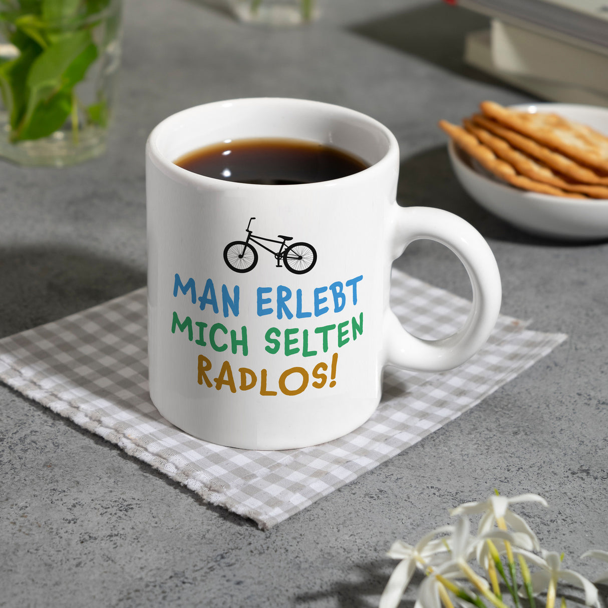 Man erlebt mich selten radlos BMX Kaffeebecher