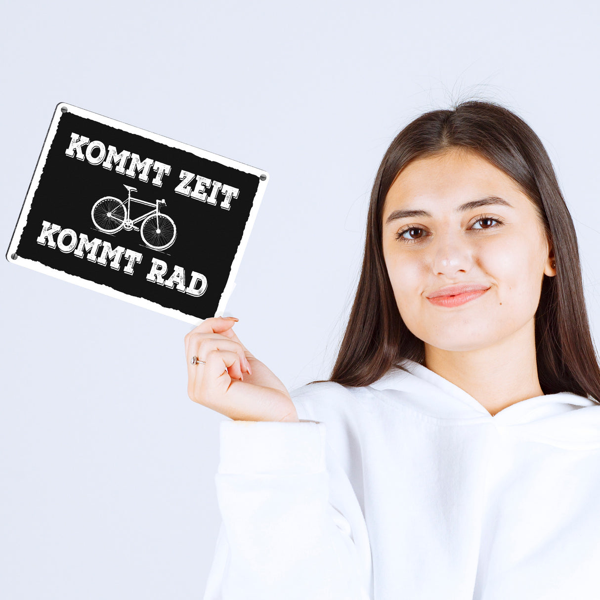 Kommt Zeit kommt Rad Metallschild mit Fahrrad Motiv