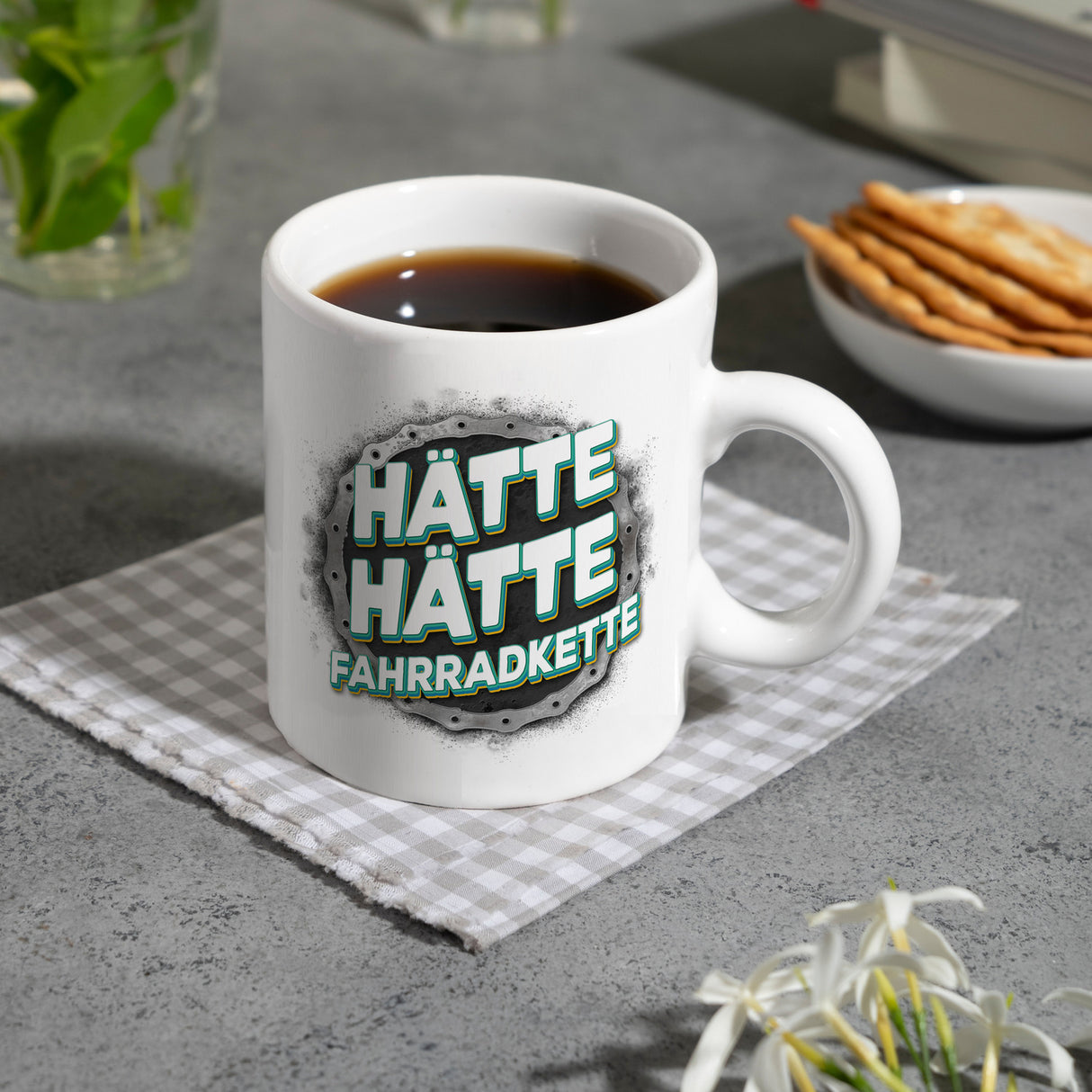 Hätte hätte Fahrradkette Kaffeebecher