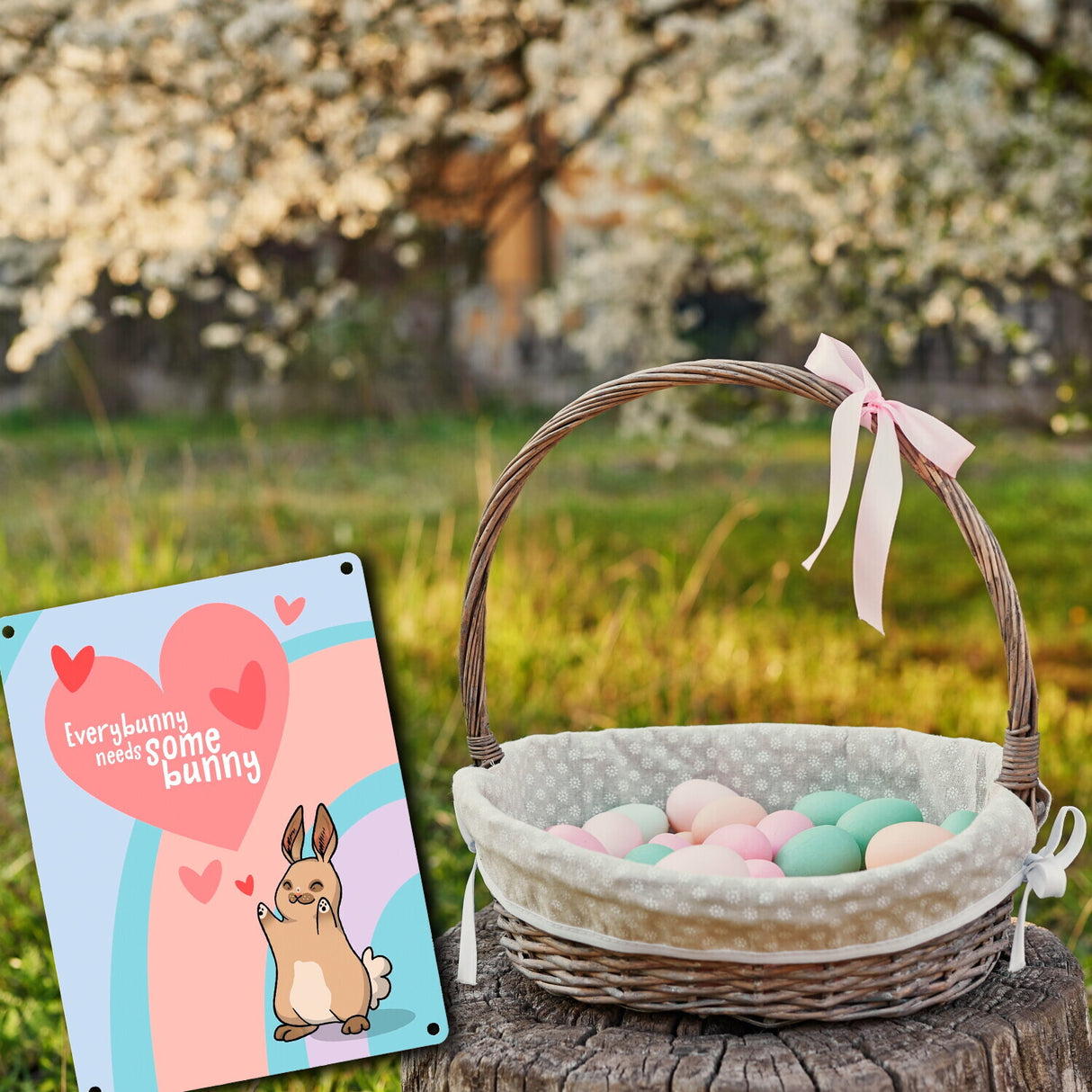 Everybunny needs somebunny Metallschild mit Hase Motiv