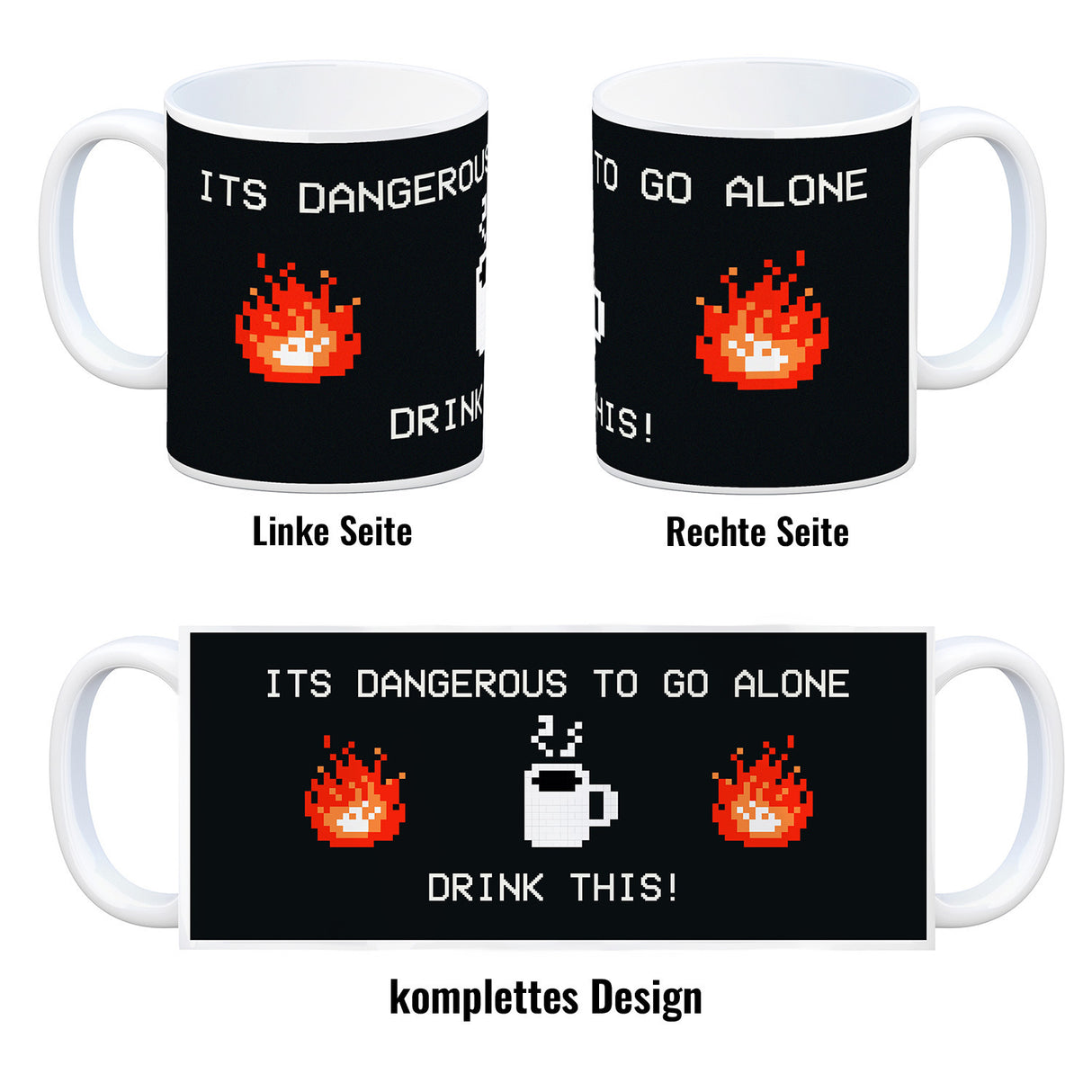 Dangerous to go Alone Kaffeebecher für alle Retro Zocker mit Pixel-Motiv