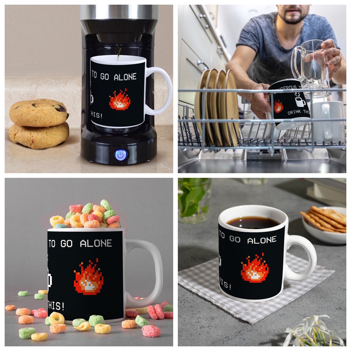 Dangerous to go Alone Kaffeebecher für alle Retro Zocker mit Pixel-Motiv