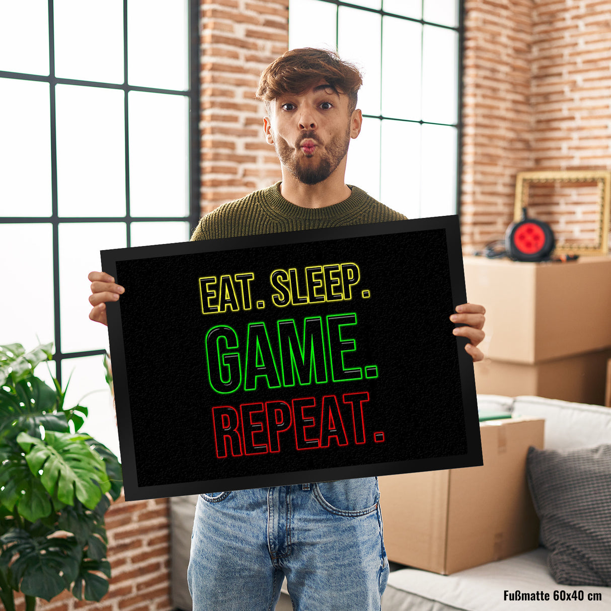 Eat. Sleep. Game. Repeat. Zocker Fußmatte