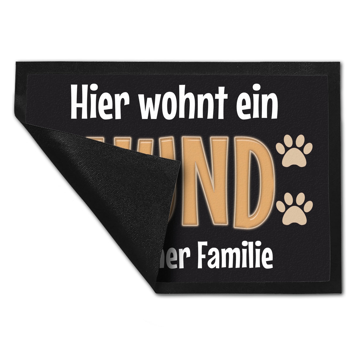 Hier wohnt ein Hund mit seiner Familie Fußmatte