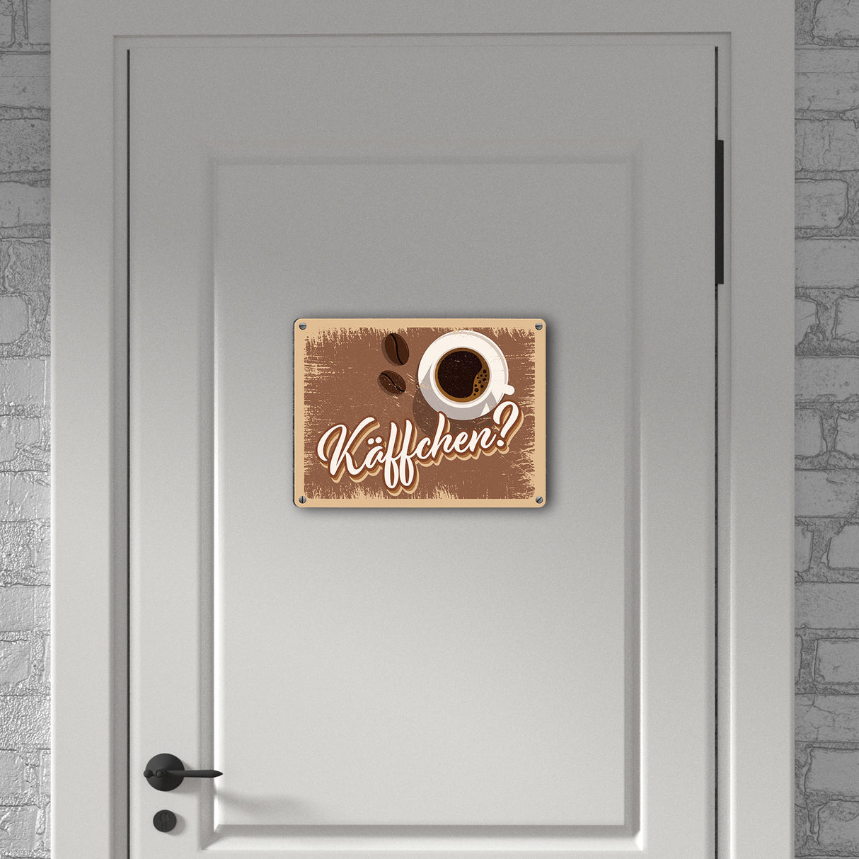 Käffchen? Metallschild im trendigen Retrolook mit Kaffee-Motiv