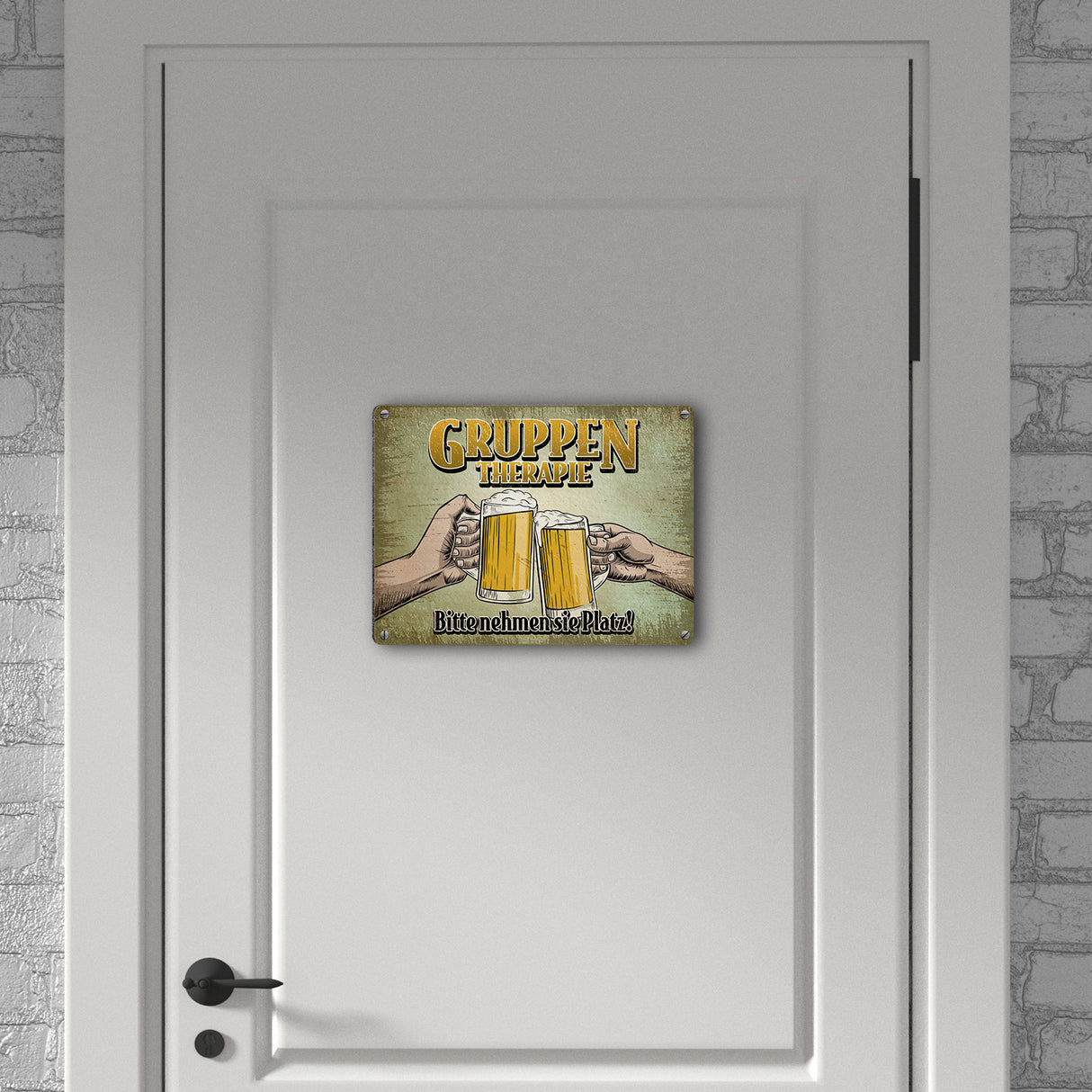 Gruppentherapie Bier Metallschild im trendigen Retrolook