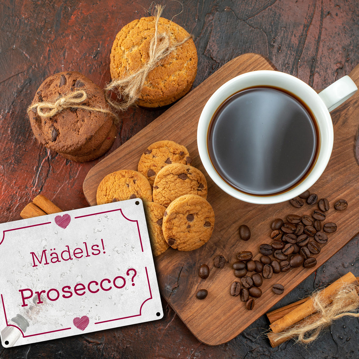 Mädels! Prosecco? Metallschild mit Herz