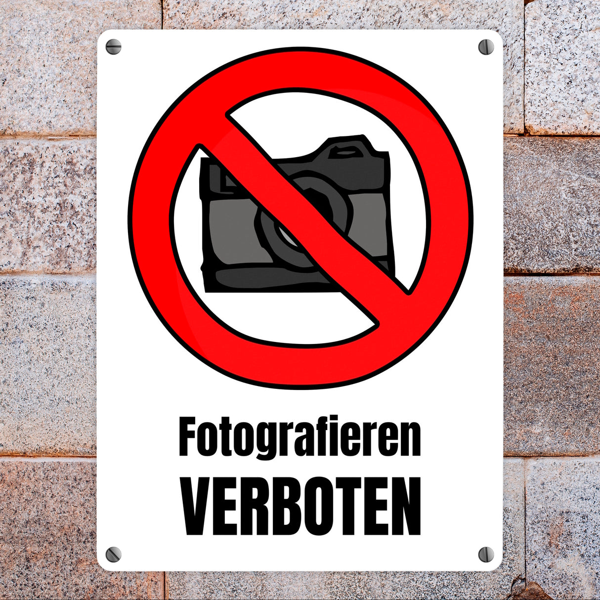 Fotografieren verboten Verbotsschild im Comic-Stil