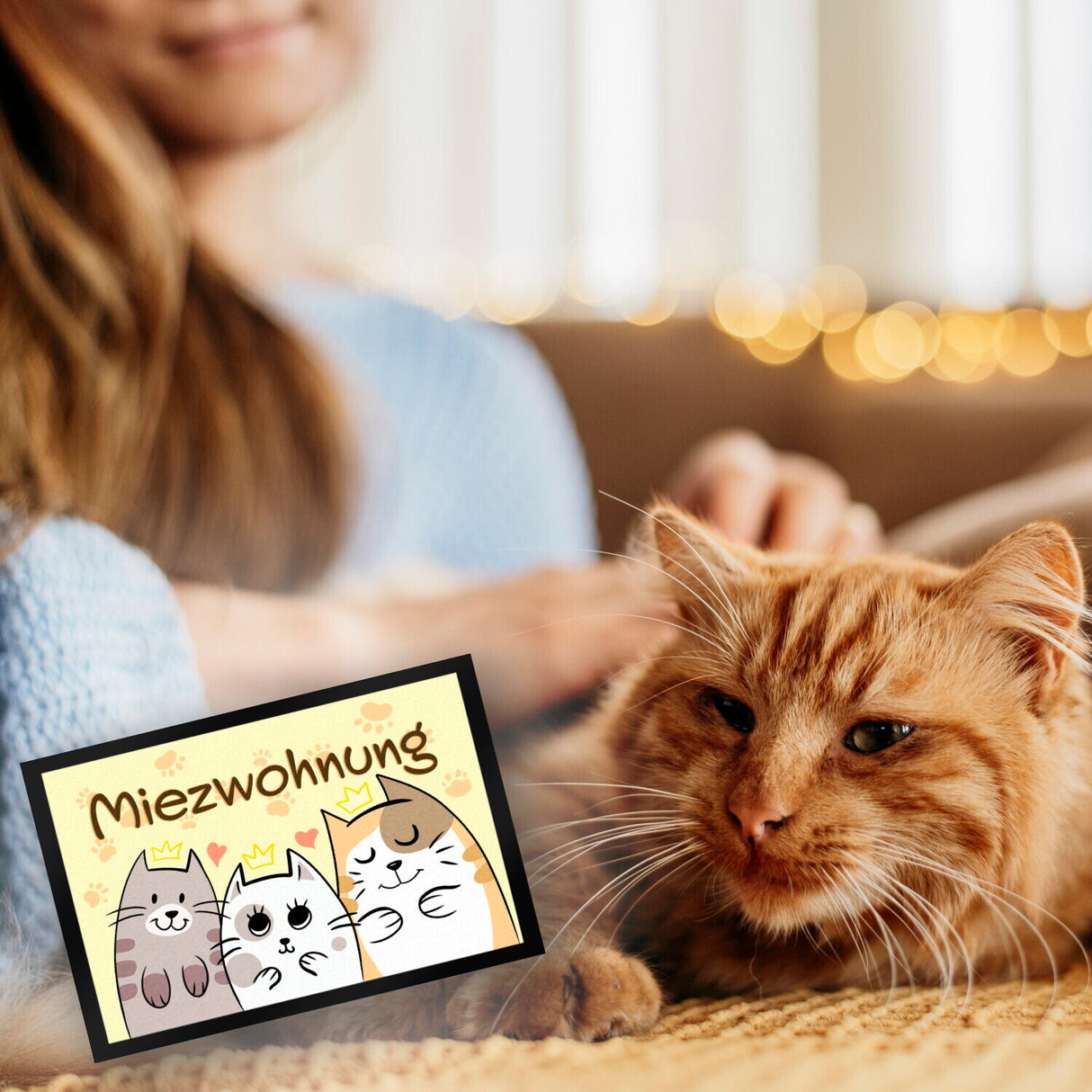 Miezwohnung Fußmatte mit drei süßen Katzen für alle Katzenliebhaber