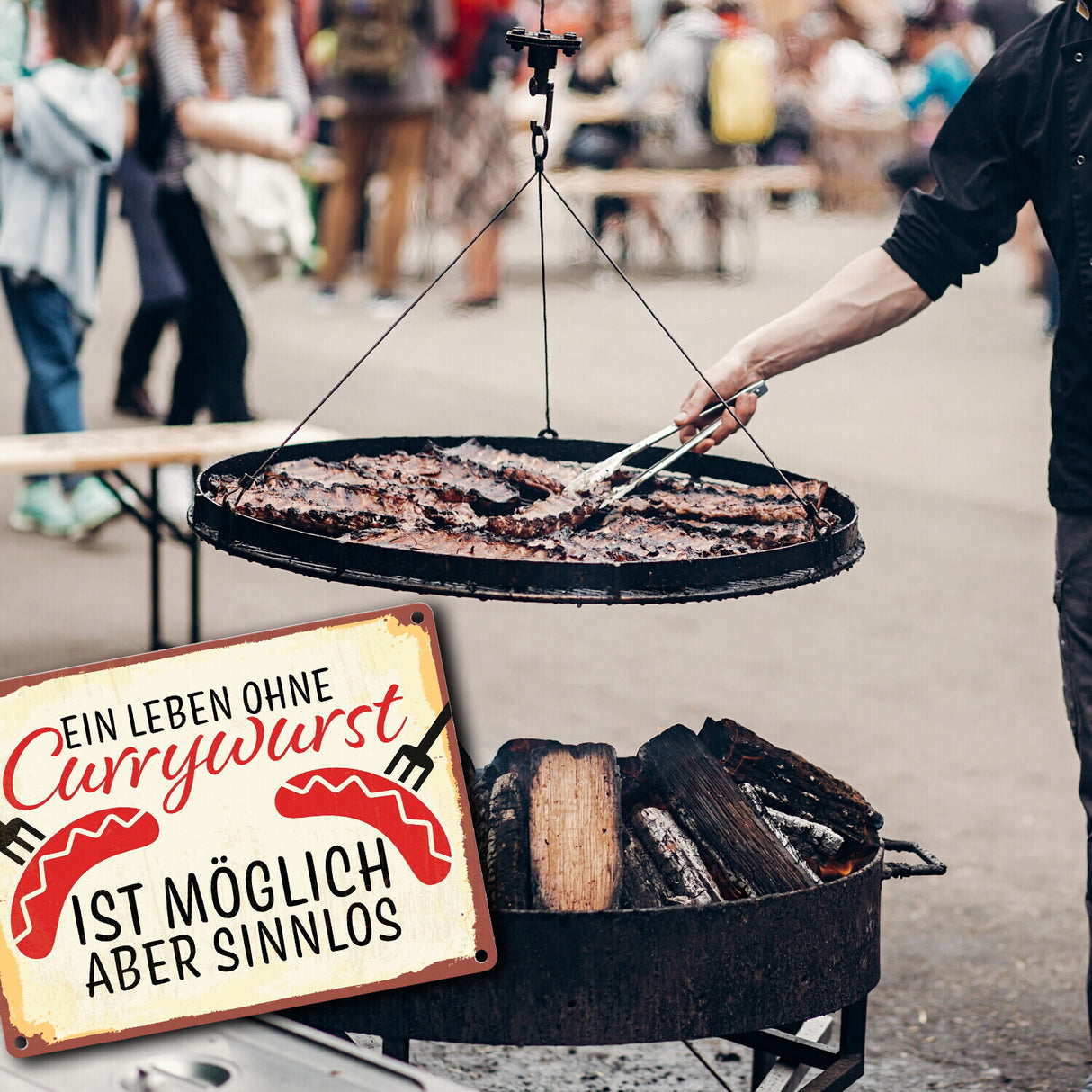 Ein Leben ohne Currywurst ist möglich, aber sinnlos Metallschild mit Wurstmotiv