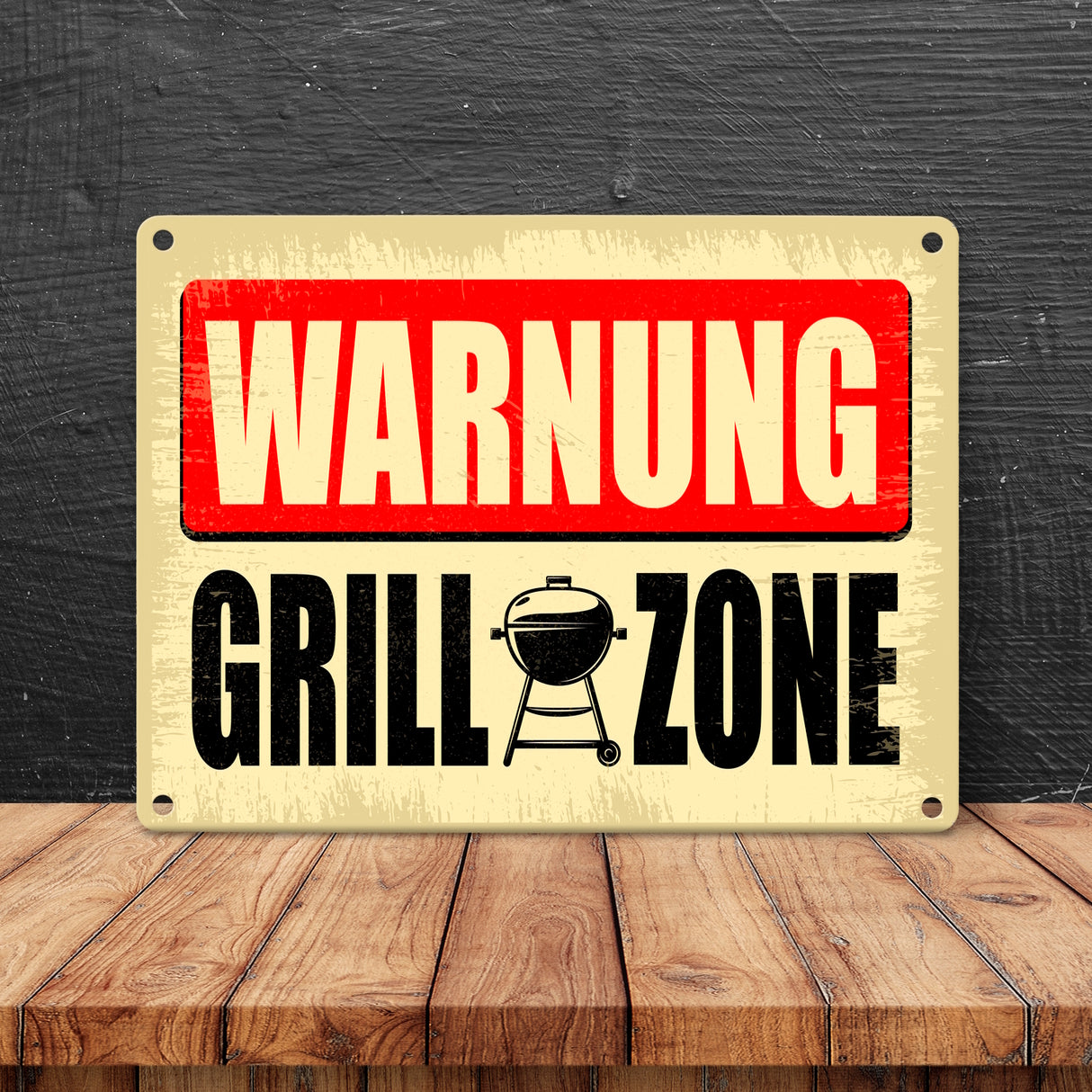 Warnung Grillzone Metallschild als lustiges Warnschild