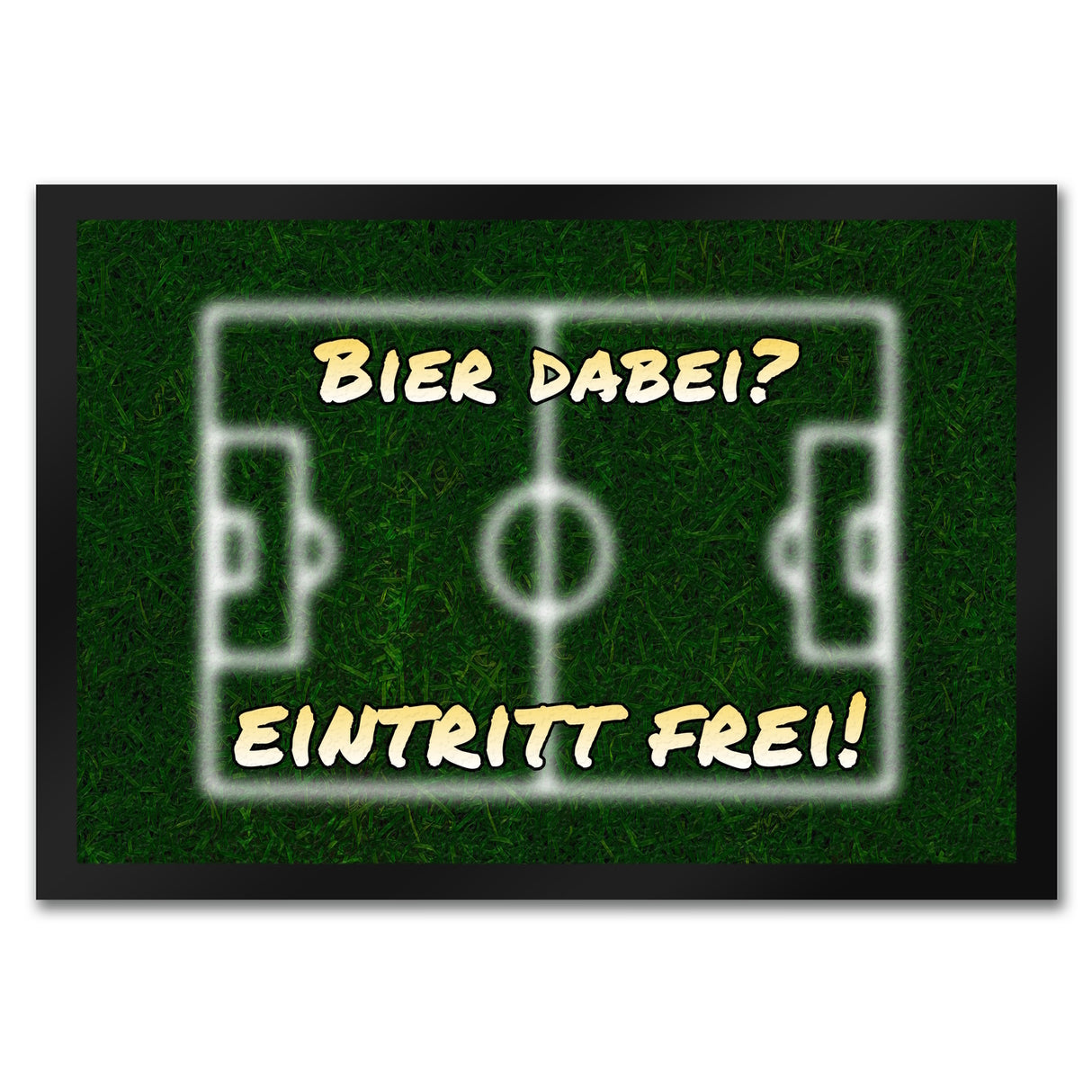 Fußballer Fußmatte in 35x50 cm mit Rasenmotiv und Spruch Bier dabei? Eintritt frei!