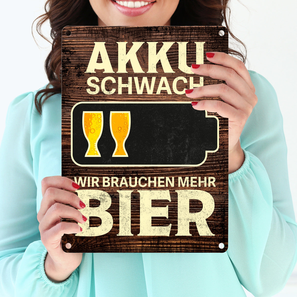Akku schwach Wir brauchen mehr Bier - Metallschild mit Biermotiven