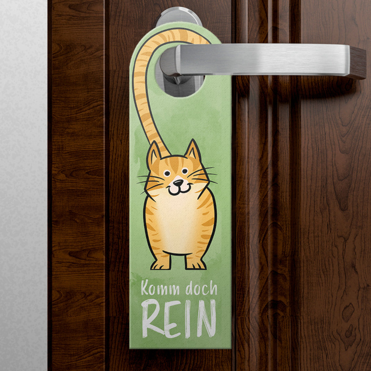 Komm doch rein oder Behalt deinen Hintern draußen - Türhänger mit oranger Katze