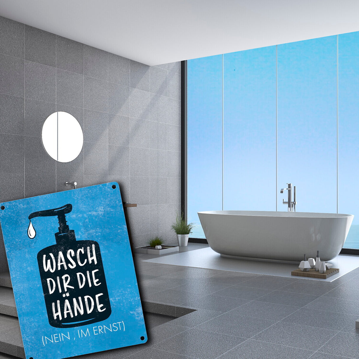 Wasch dir die Hände (Nein, im Ernst) - Metallschild mit Hygienehinweis