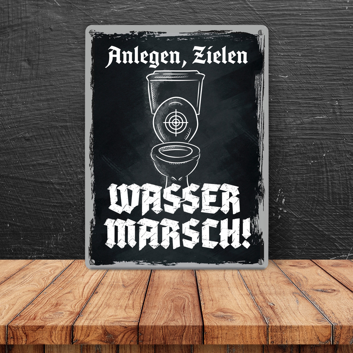 Anlegen Zielen Wasser marsch lustiges Metallschild für die Toilette