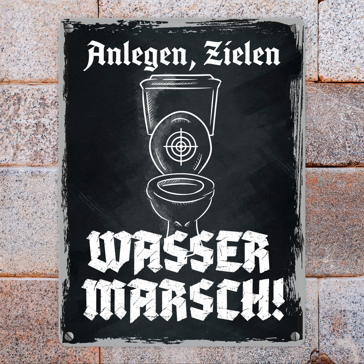 Anlegen Zielen Wasser marsch lustiges Metallschild für die Toilette