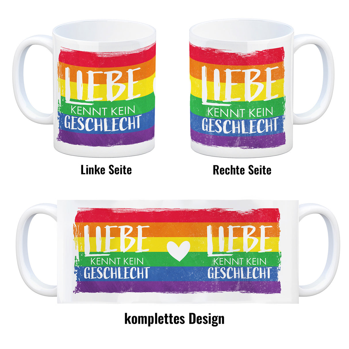 Liebe kennt kein Geschlecht Kaffeebecher mit Regenbogenflagge