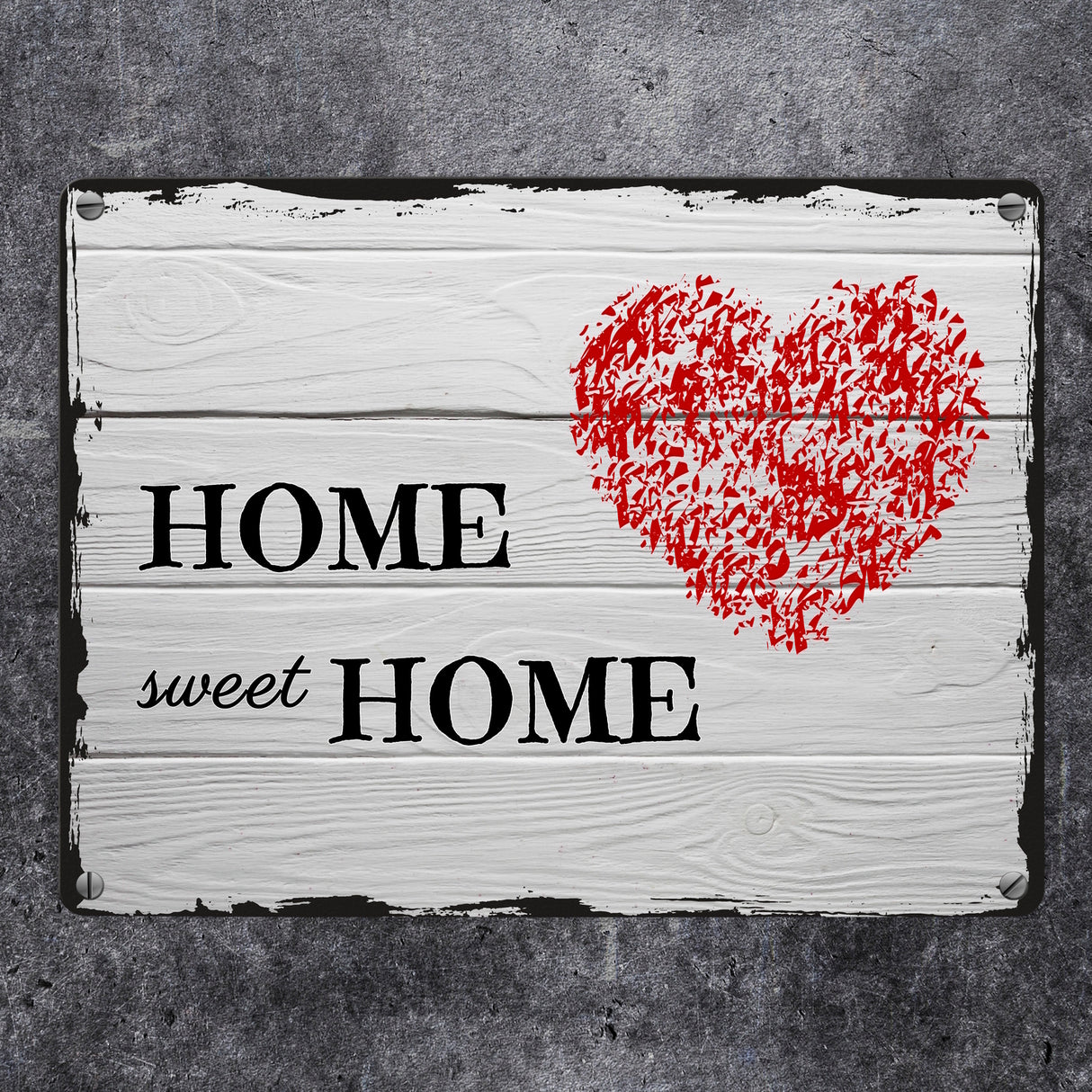 HOME sweet HOME Metallschild in 15x20 cm mit Herz und Holzoptik